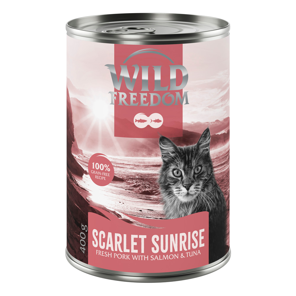 Wild Freedom Adult "Red", 6 x 400 g - receptura bezzbożowa - Scarlet Sunrise - Wieprzowina, łosoś i tuńczyk