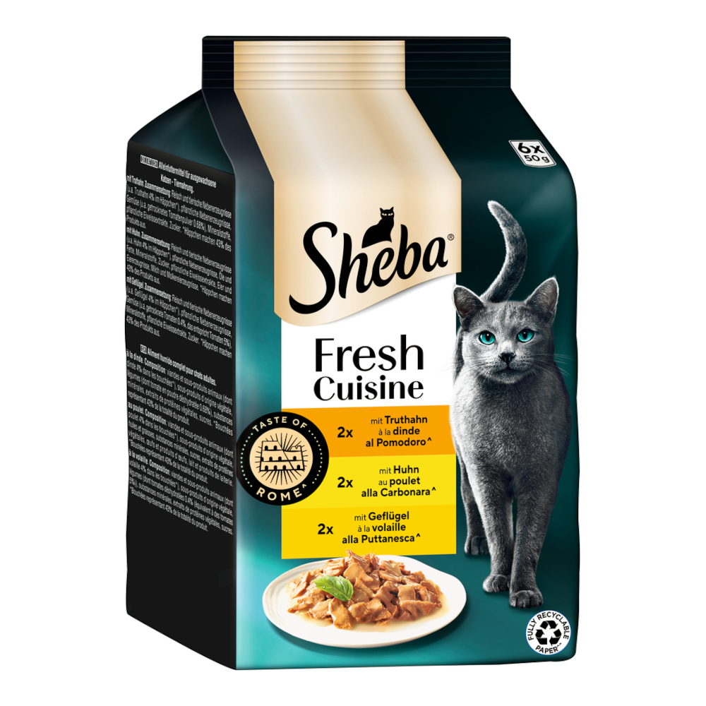 Sheba Fresh Cuisine Taste of Rome, 6 x 50 g - Indyk, kurczak i drób w sosie