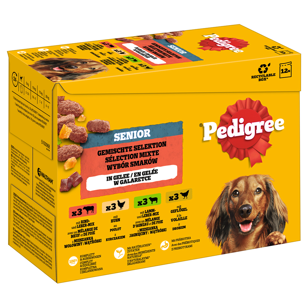 Pakiet mieszany Pedigree Senior, saszetki w galarecie - Wybór mieszany w galarecie (4 smaki), 24 x 100 g