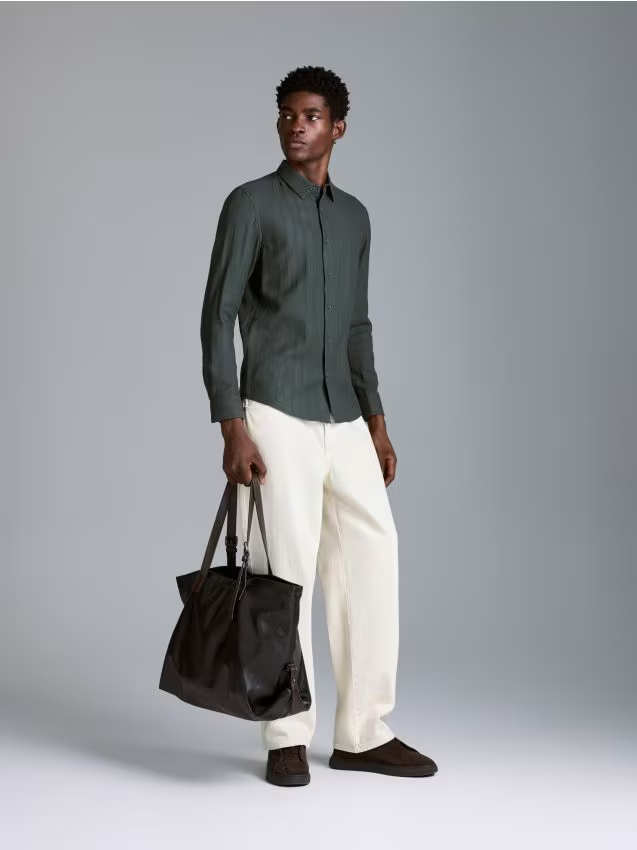 Reserved - Koszula slim fit z bawełną - morski