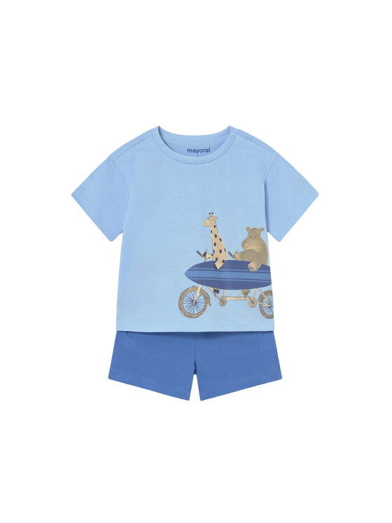 Mayoral Komplet t-shirt i spodenki 1670 Niebieski Regular Fit