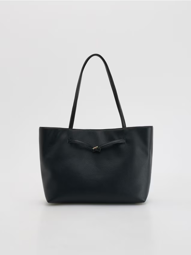 Reserved - Torebka shopper - czarny miniaturka
