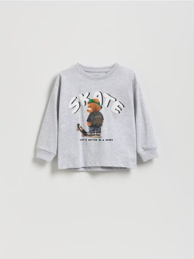 Reserved - Longsleeve z nadrukiem - ciemnoszary