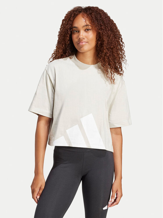 adidas T-Shirt Essentials Big Logo Boyfriend JG8729 Beżowy Loose Fit
