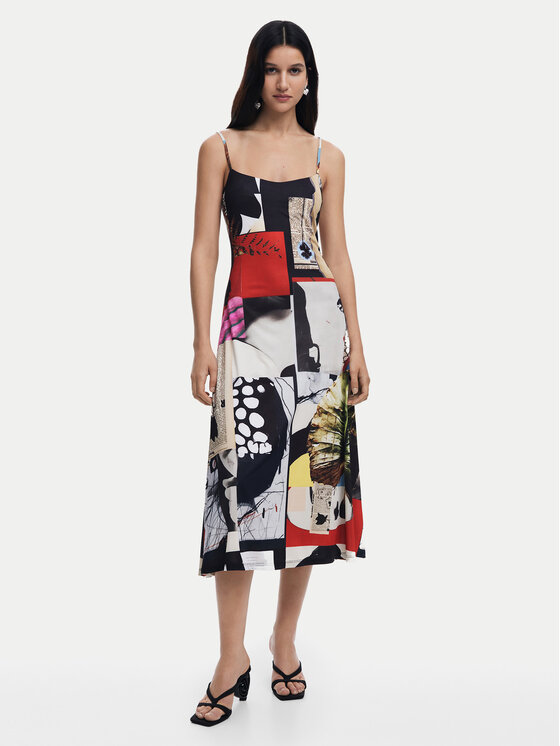 Desigual Sukienka codzienna Newspaper Coll 25SWVK40 Kolorowy Regular Fit