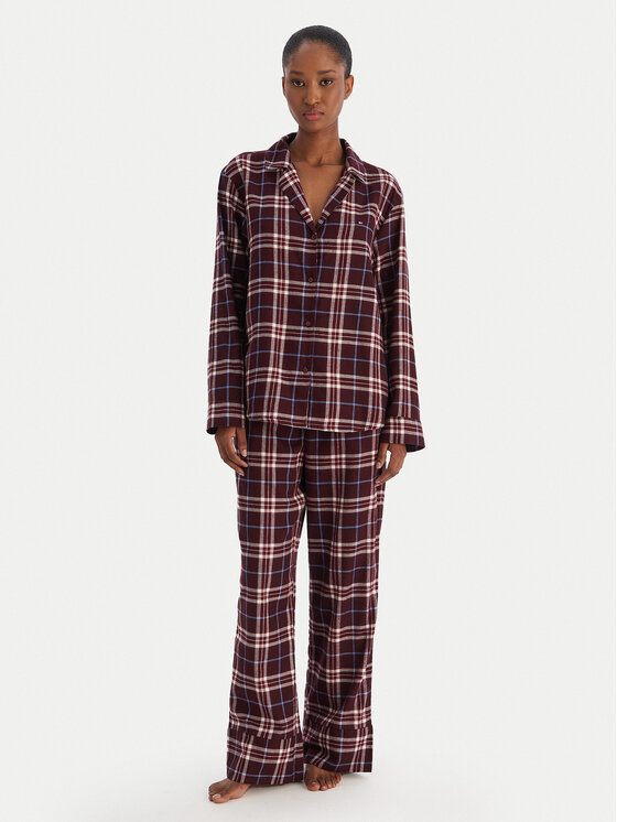 Tommy Hilfiger Piżama UW0UW06158 Bordowy Regular Fit
