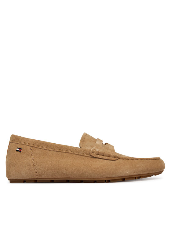 Tommy Hilfiger Mokasyny Flag Soft Suede Driver Loafer FW0FW08558 Brązowy