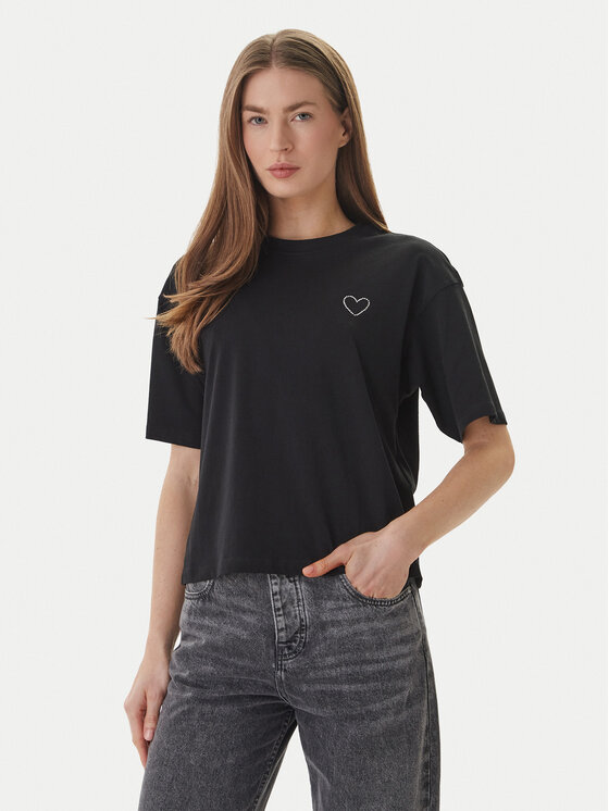 ONLY T-Shirt Rhine 15368901 Czarny Boxy Fit