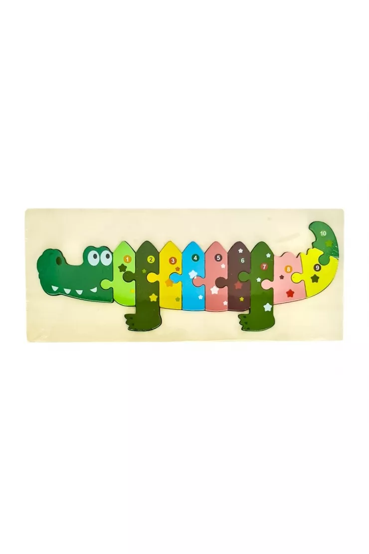 Puzzle drewniane kids z cyframi Krokodyl