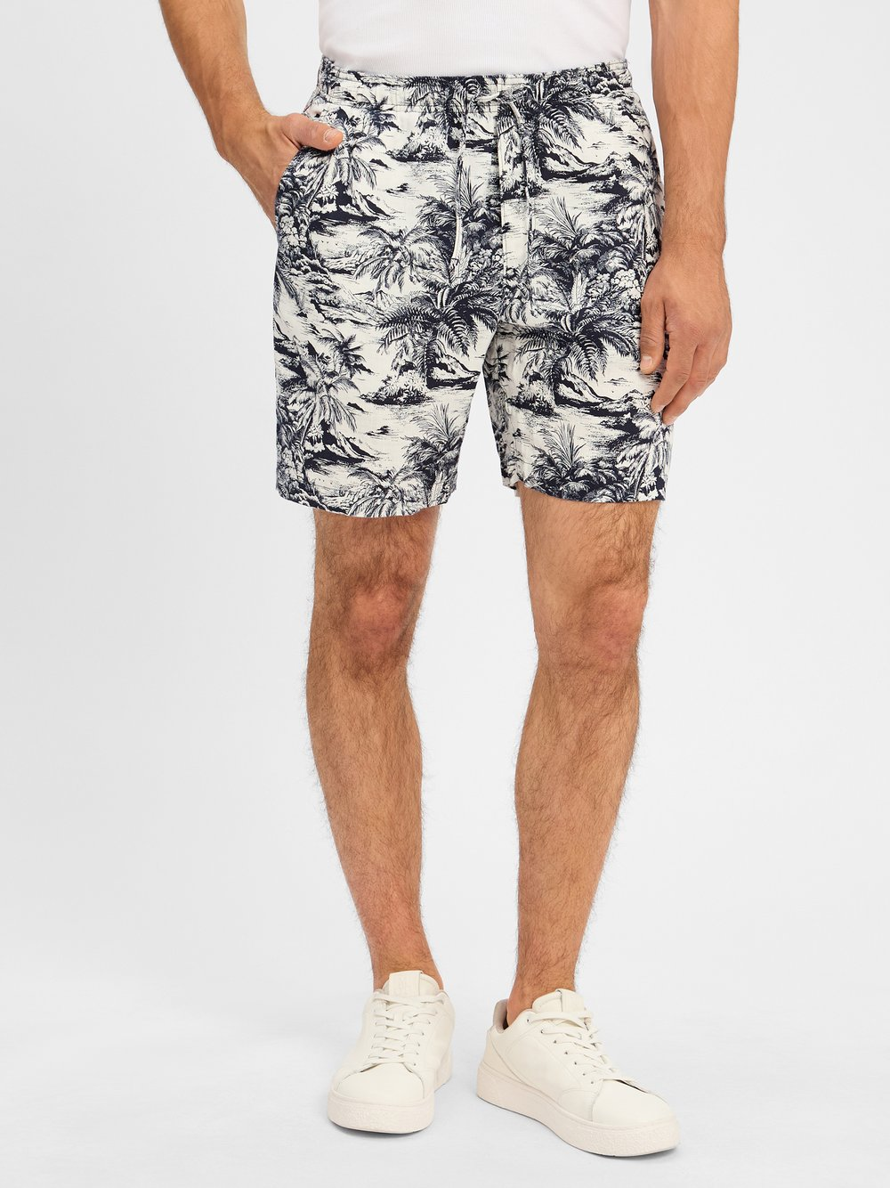 Tommy Hilfiger Lniane szorty - Mercer Mężczyźni len niebieski|biały, 36