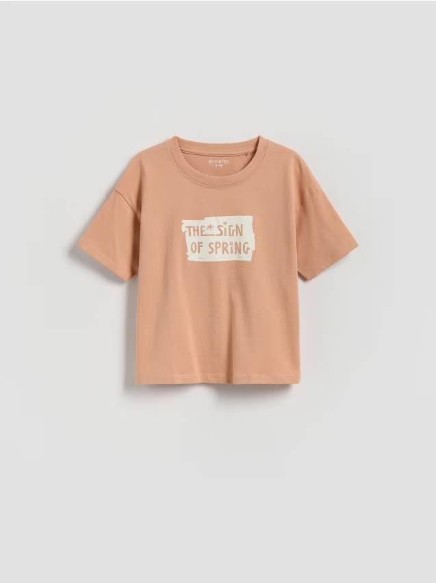 Reserved - Bawełniany t-shirt - miedziany miniaturka