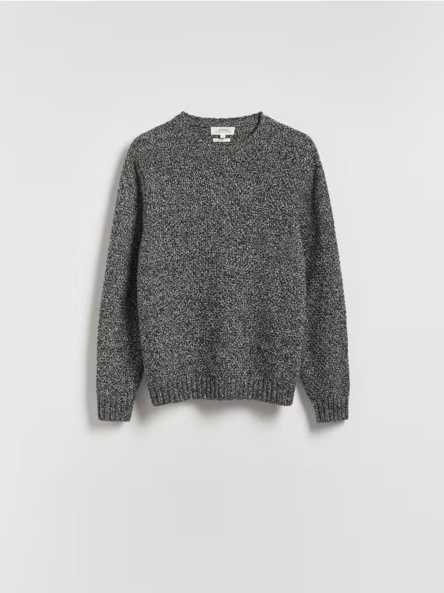 Reserved - Melanżowy sweter z wełną - ciemnoszary
