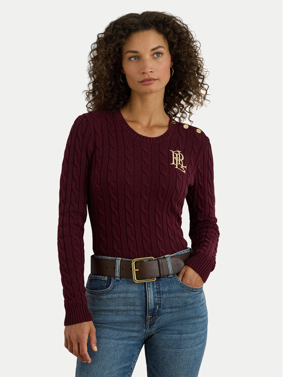 LAUREN RALPH LAUREN Sweter 200932223015 Bordowy Slim Fit