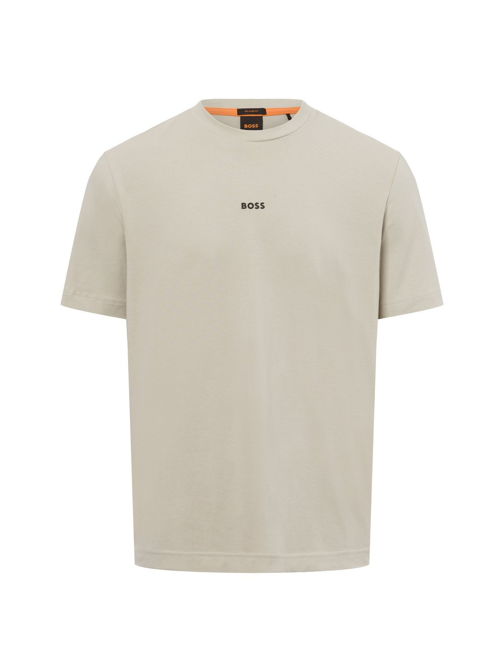 BOSS Orange T-shirt męski Mężczyźni Bawełna beżowy jednolity, L
