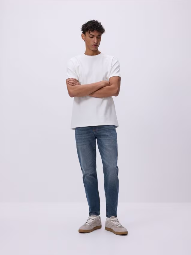 Reserved - Jeansy skinny z efektem sprania - indigo jeans