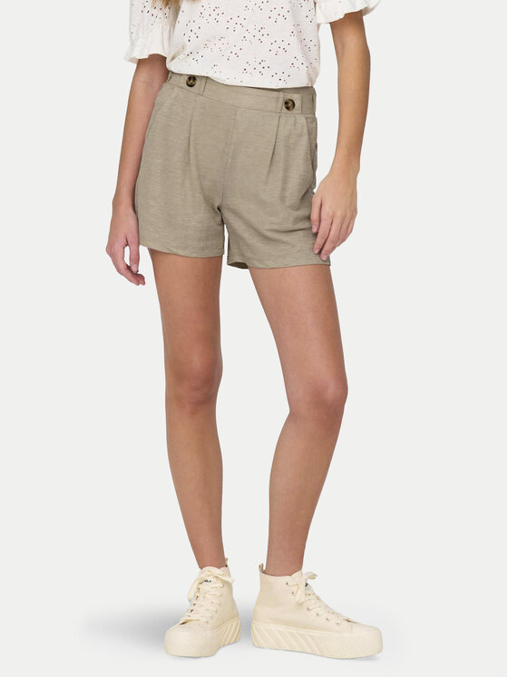 JDY Szorty materiałowe Birdie Geggo 15320995 Beżowy Regular Fit