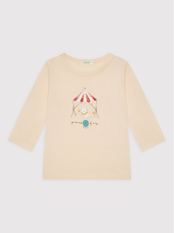 United Colors Of Benetton Bluzka 3ATNA1018 Beżowy Regular Fit