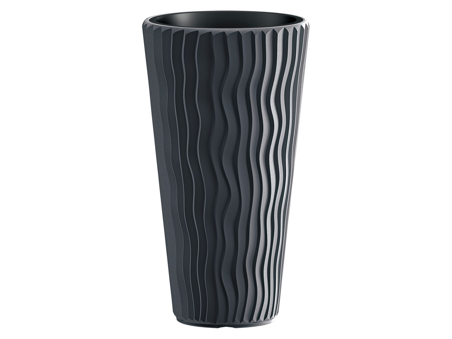 Prosperplast Donica Sandy Slim, z wyjmowanym wkładem, w optyce pionowych fal (30 x 53 x 30 cm (szer. x wys. x gł.), Antracytowy)