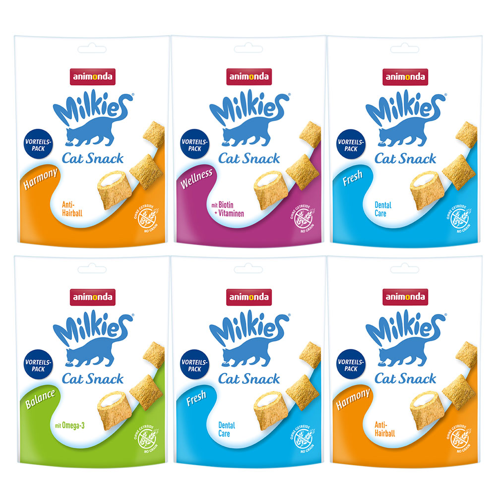 Pakiet mieszany animonda Milkies chrupiące poduszeczki, 120 g  - 6 x 120 g (4 smaki)