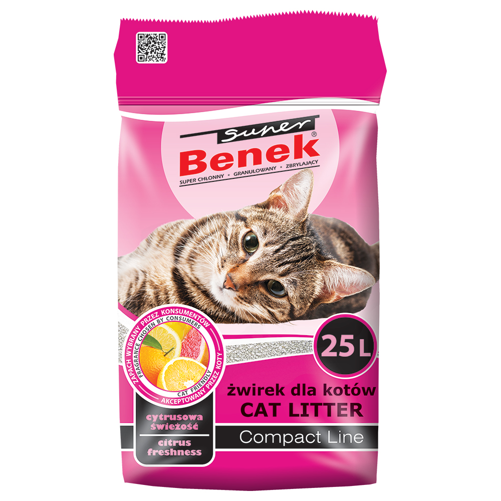 Benek Super Compact Cytrusowa świeżość żwirek dla kota - 25 l (ok. 20 kg)