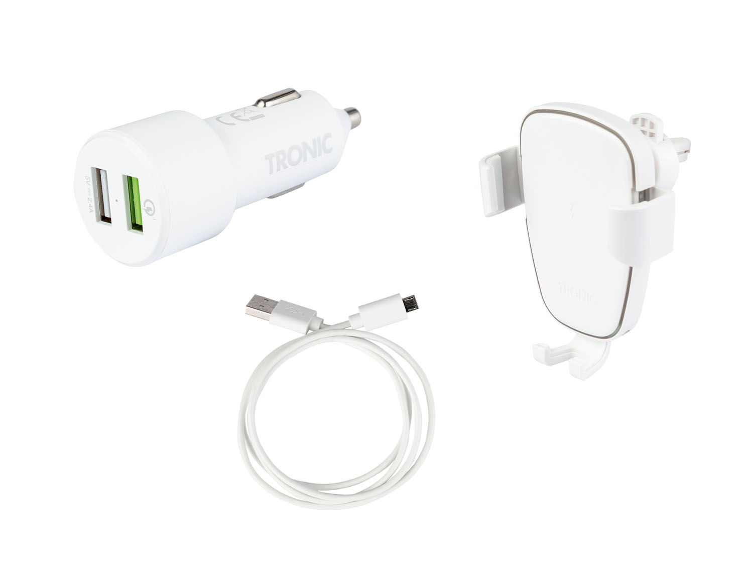 TRONIC® Uchwyt samochodowy do telefonu z funkcją ładowania Qi® (Biały) miniaturka