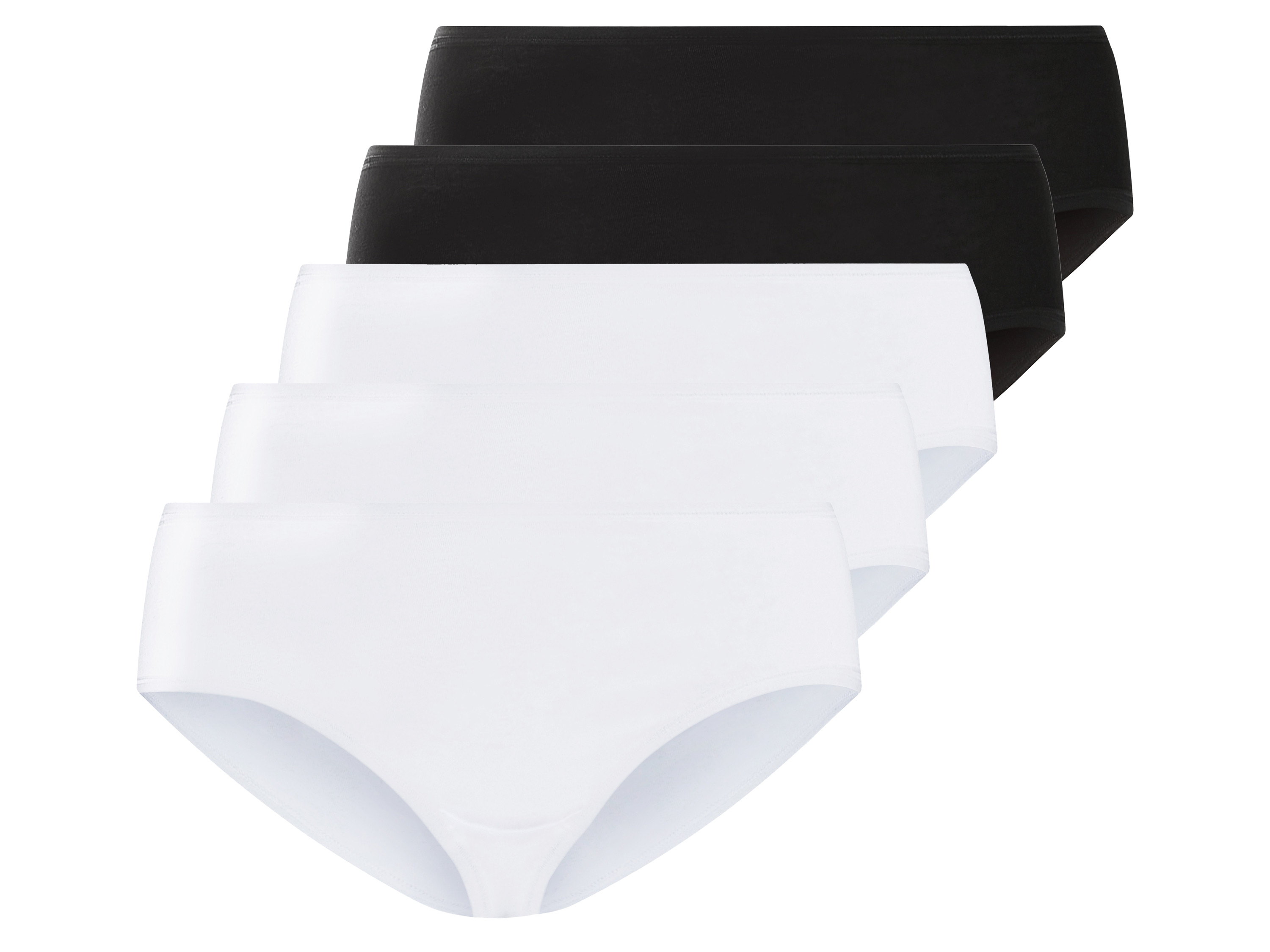 esmara® Figi damskie z bawełną, 5 pary (Czarny / biały, 3XL (56/58))