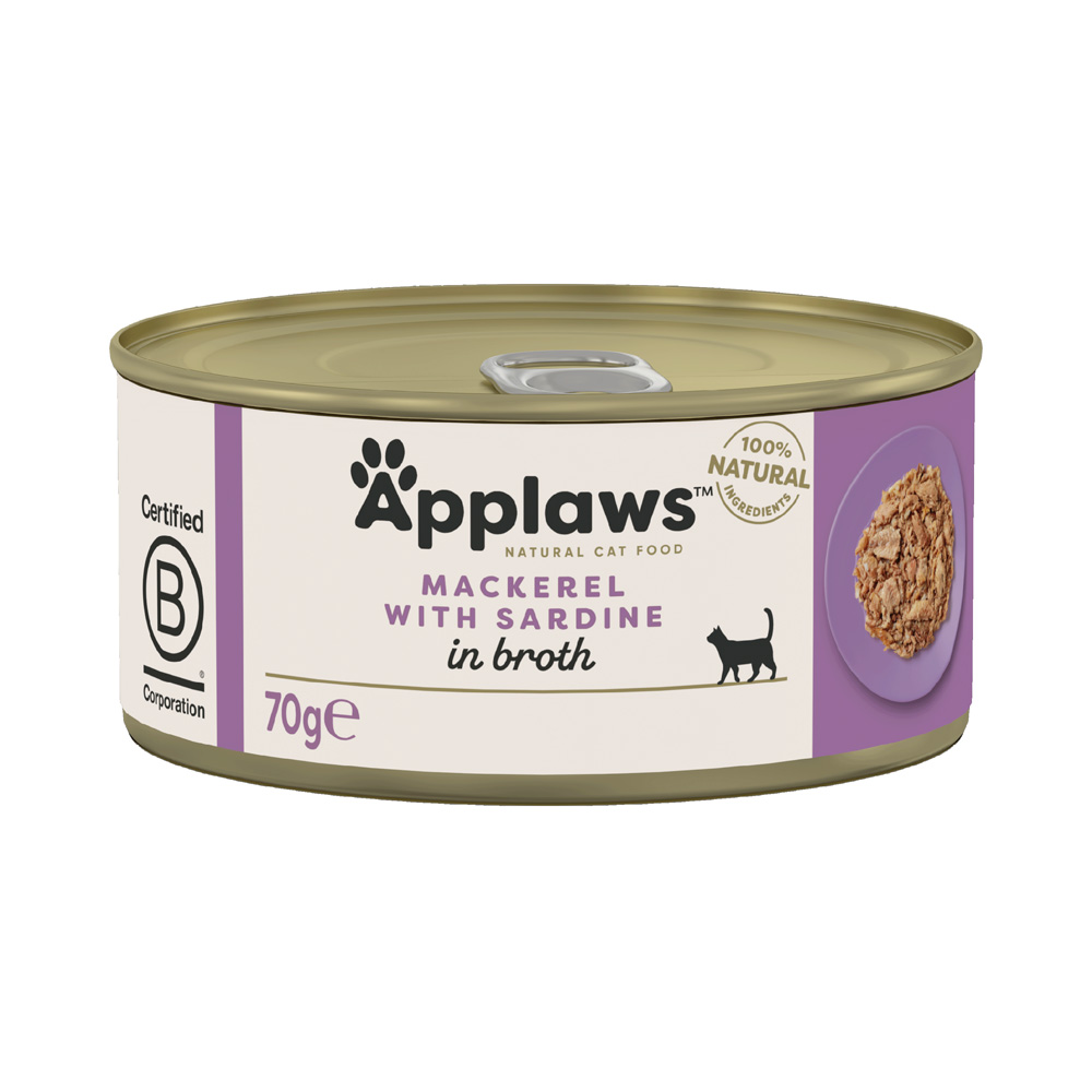 Megapakiet Applaws w bulionie, 24 x 70 g - Makrele z sardynkami