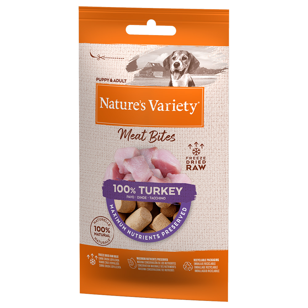 Nature's Variety Meat Bites, liofilizowane kawałki mięsne - Indyk (20 x 20 g)