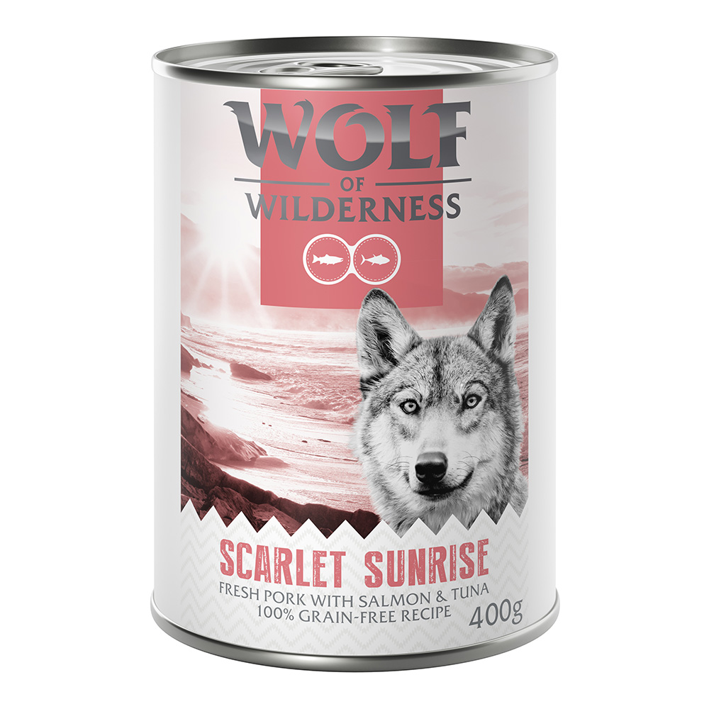 Wolf of Wilderness "Red Meat", 6 x 400 g - Scarlet Sunrise: Wieprzowina z łososiem i tuńczykiem