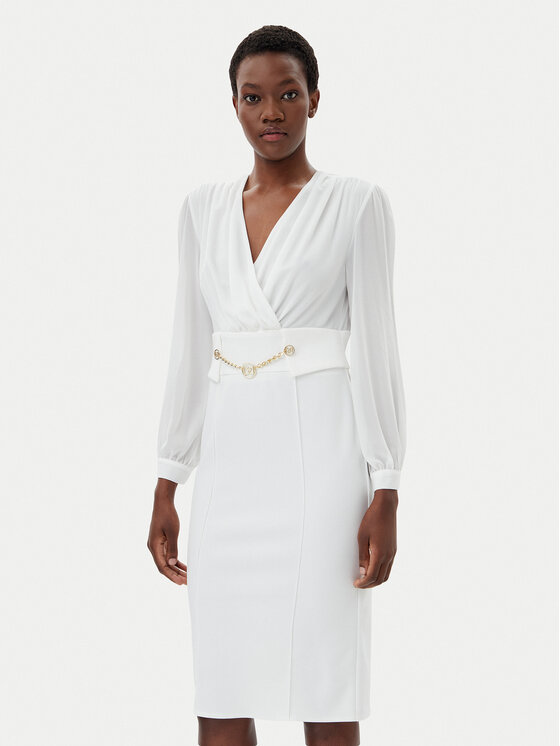 Rinascimento Sukienka koktajlowa CFC0123289003 Biały Regular Fit