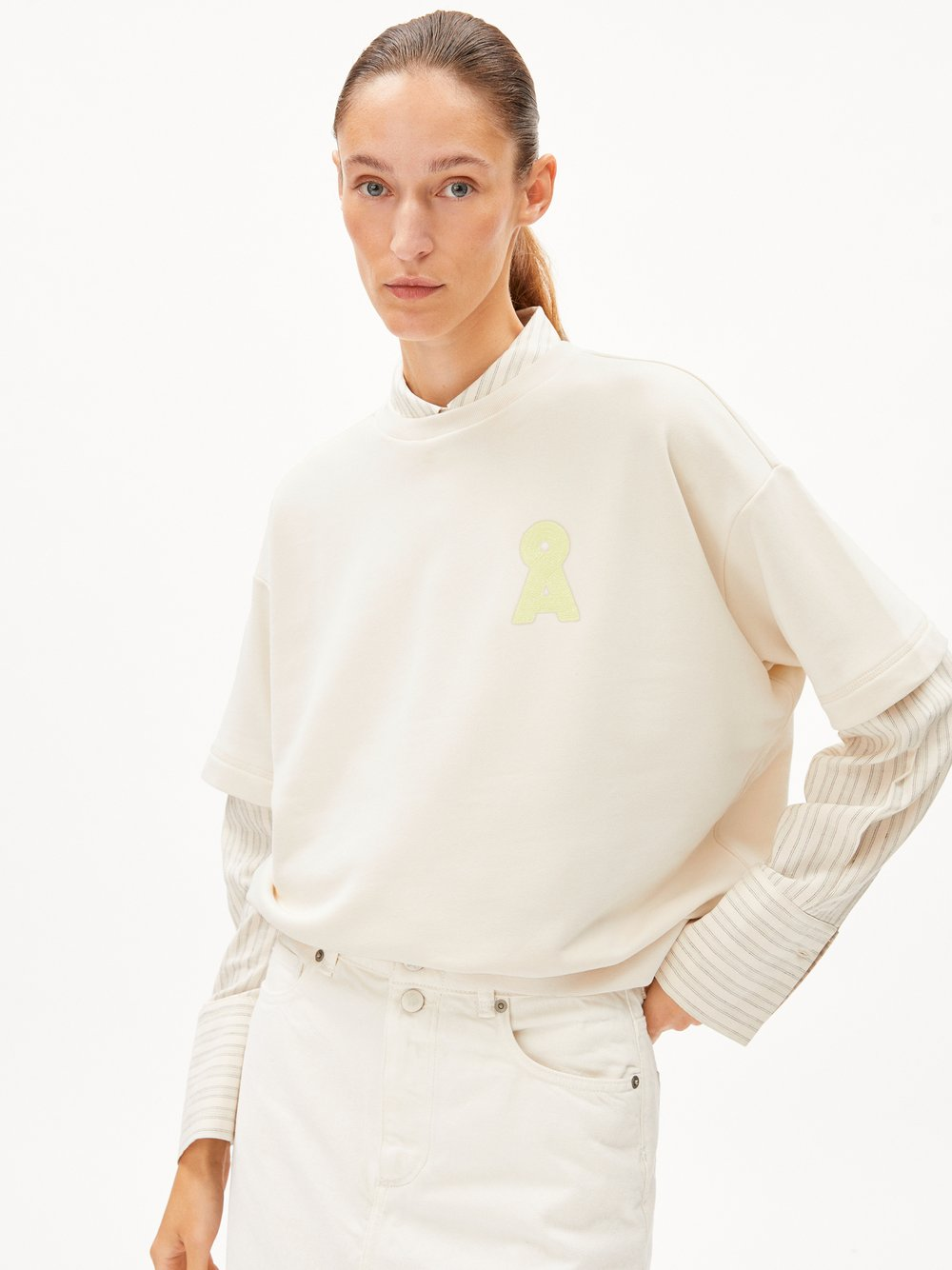 ARMEDANGELS Bluza damska - Bamikaa Kobiety Bawełna (100%) beżowy, S