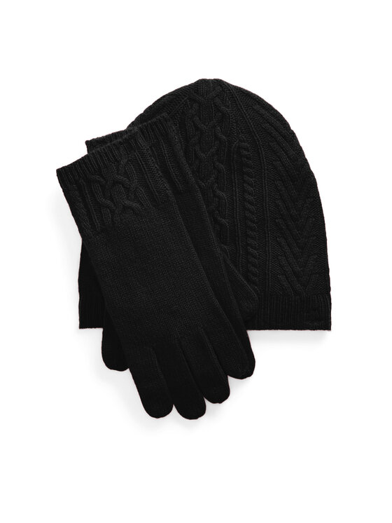 LAUREN RALPH LAUREN Zestaw czapka, szalik i rękawiczki 454960056002 Czarny