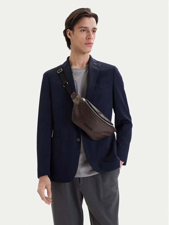 Calvin Klein Nerka Emblem Aop Coated Waistbag LV04D3135G Brązowy
