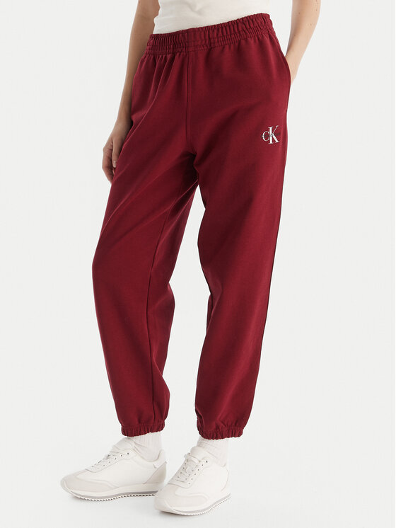Calvin Klein Jeans Spodnie dresowe Monologo LV047B235G Bordowy Regular Fit
