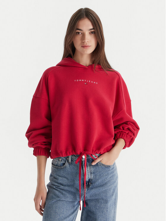Tommy Jeans Bluza Bling Linear DW0DW21607 Czerwony Regular Fit