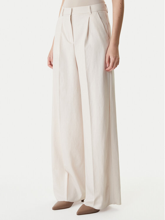 Marella Spodnie palazzo Slogan2 2615131311 Écru Wide Leg