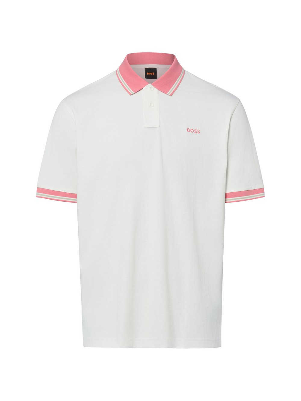 BOSS Orange Męska koszulka polo - Bloki Mężczyźni Bawełna biały, XL