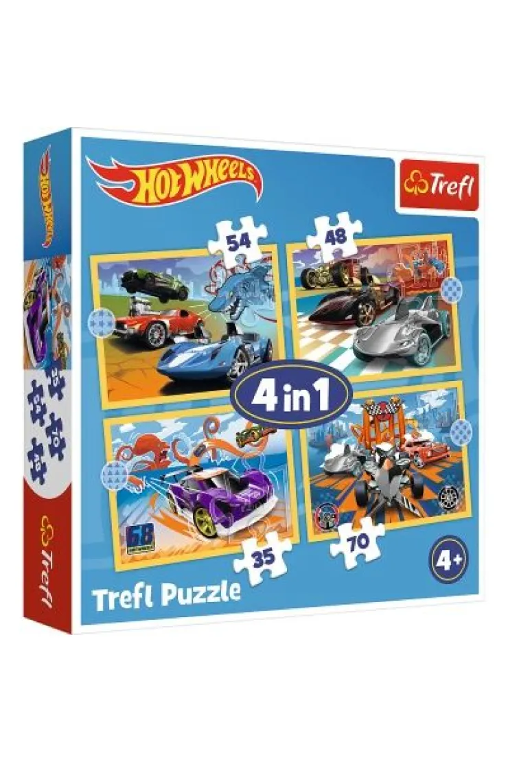 Puzzle 4w1 - Pojazdy Hot Wheels (35+48+54+70 el.)