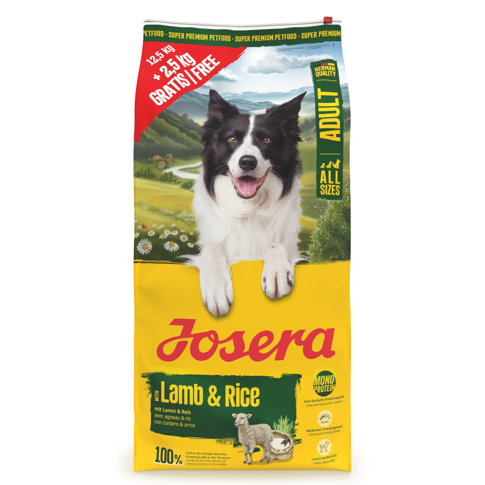 Josera Adult, jagnięcina i ryż - 12,5 + 2,5 kg