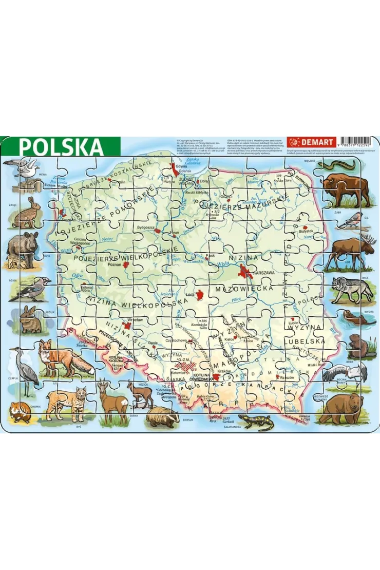 Puzzle ramkowe 72 el. Polska fizyczna