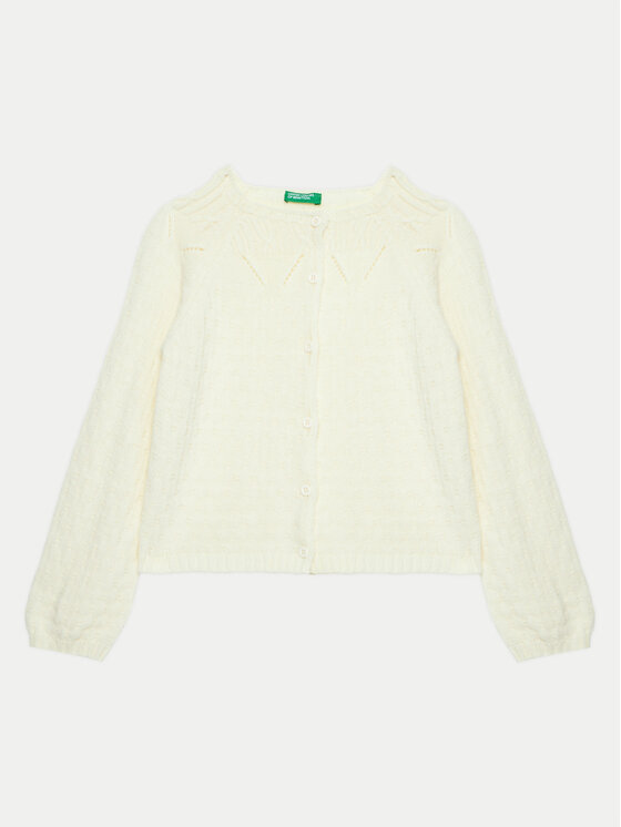United Colors Of Benetton Kardigan 1076G500J Biały Regular Fit