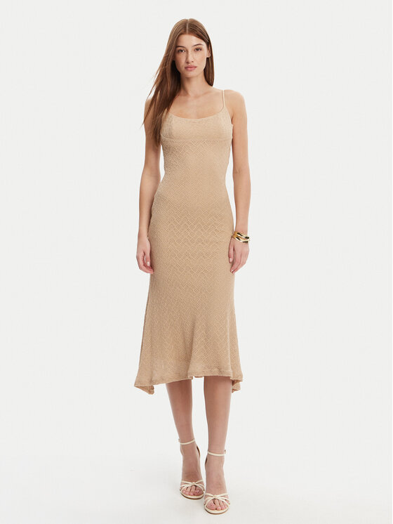 Bardot Sukienka koktajlowa 57998DB7 Beżowy Regular Fit