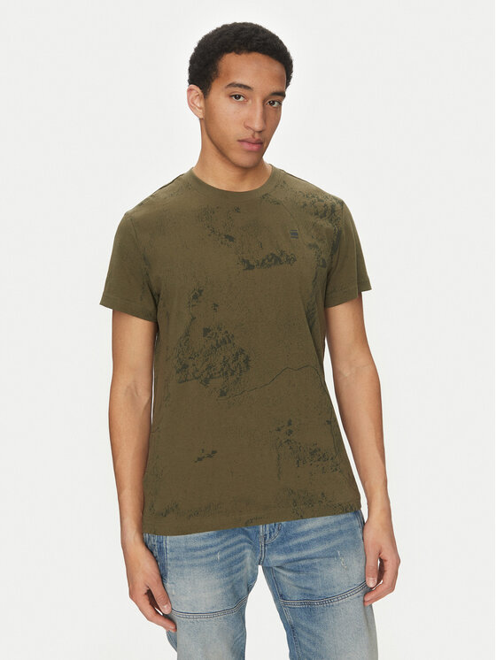 G-Star Raw T-Shirt Wash D25973-C338 H343 Zielony Regular Fit