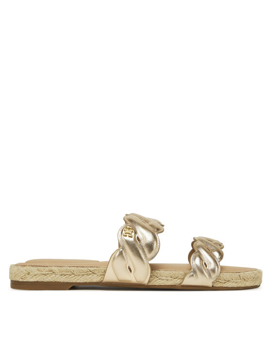 Tommy Hilfiger Espadryle Metallic Rope Espadrille Mule FW0FW08670 Złoty
