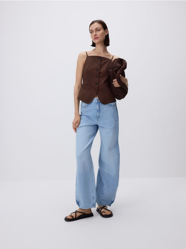 Reserved - Jeansy balloon fit - niebieski miniaturka