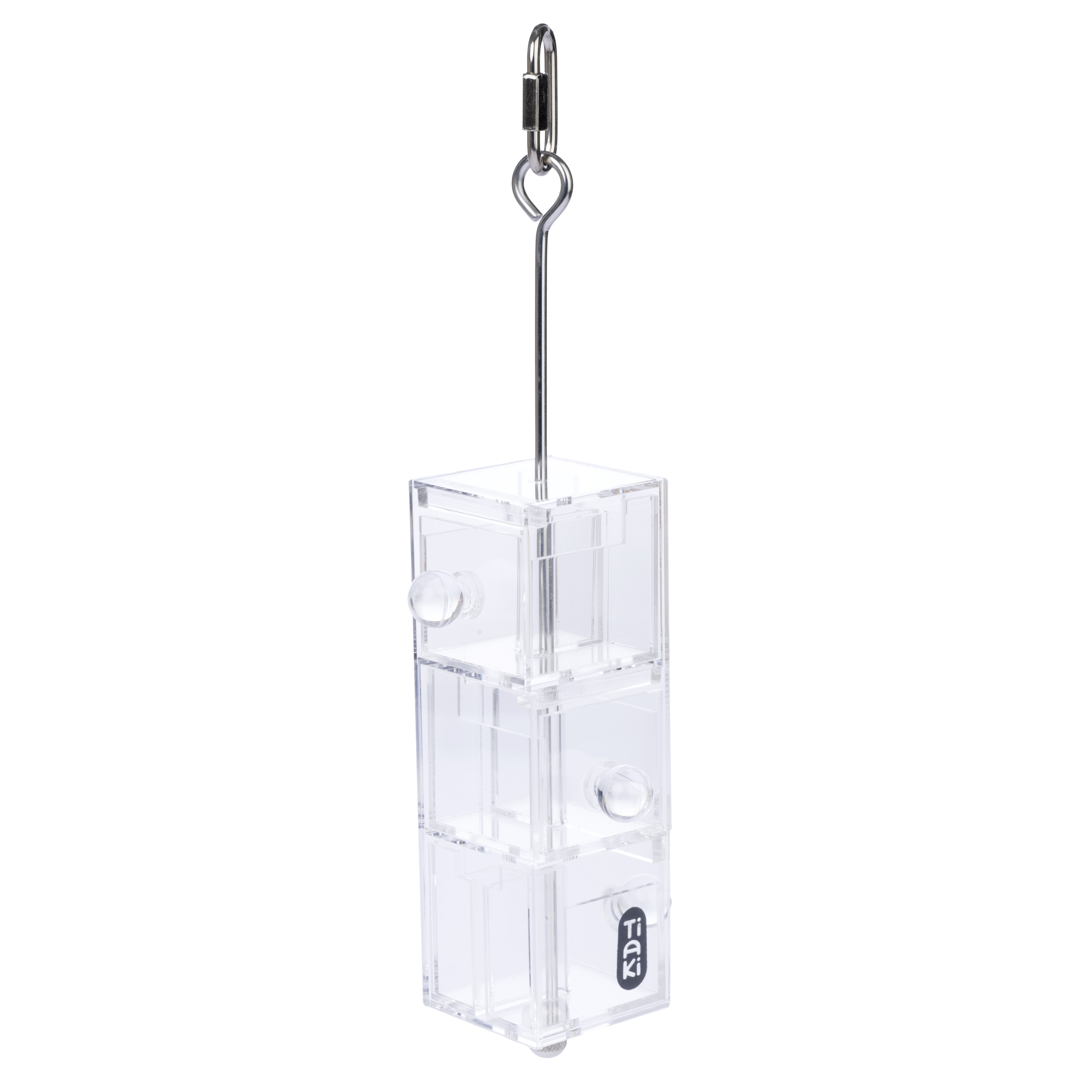 TIAKI inteligentna zabawka dla ptaków, 3 szuflady - Dł. x szer. x wys.: 5,5 x 7 x 29,5 cm