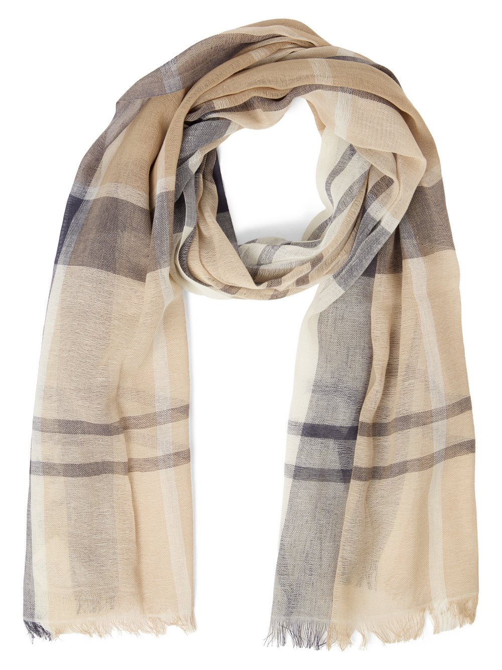 Barbour Damski szalik z płótna - Abigail Tartan Kobiety Bawełna beżowy|niebieski|biały, 50
