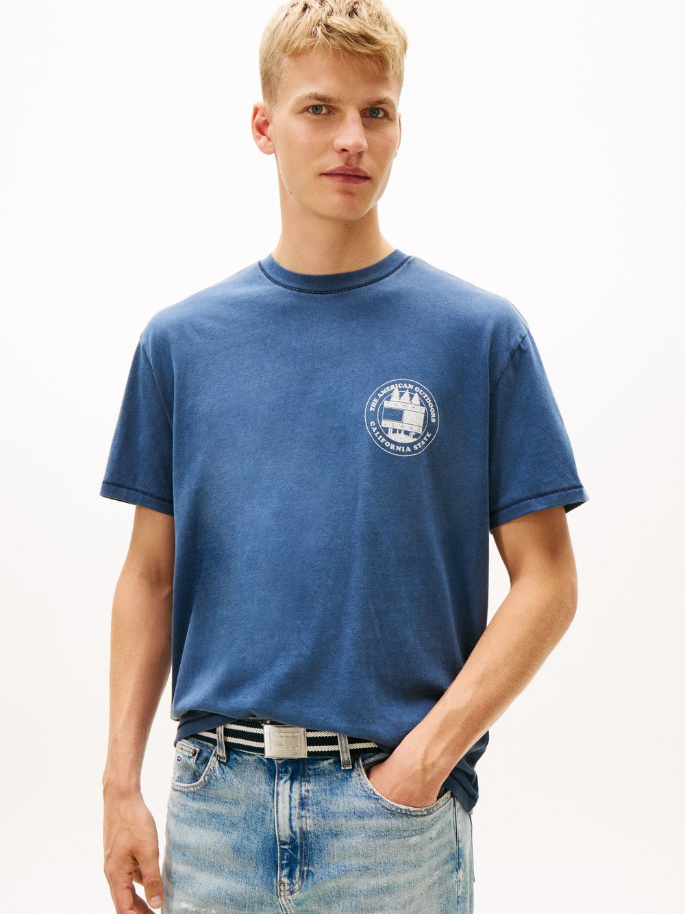 Tommy Jeans Koszulka męska Mężczyźni Bawełna niebieski, S