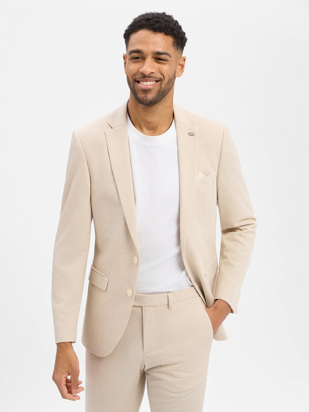 Finshley & Harding London Męska kurtka modułowa Mężczyźni Slim Fit beżowy, 44