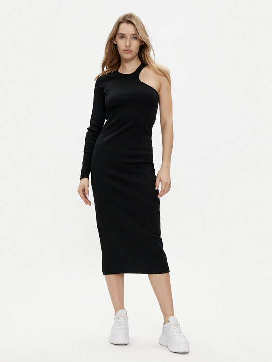 Replay Sukienka dzianinowa W9074.000.23587 Czarny Slim Fit